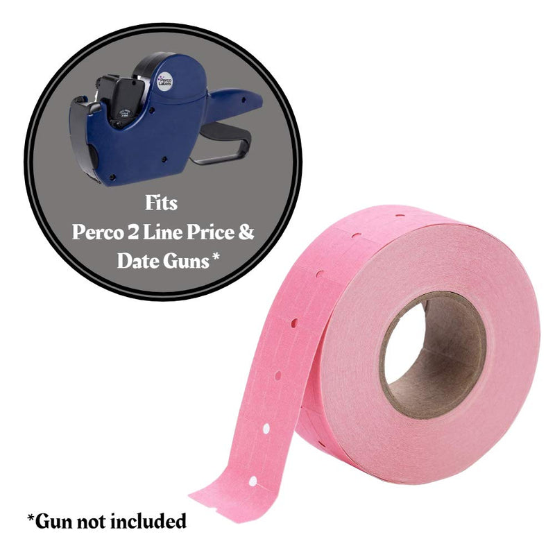 Perco 2 Line Pink Labels - 1 Sleeve, 6,000 Blank Pricing Labels for Perco 2 Line Price and Date Guns