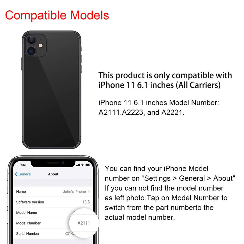 Perzework OEM Rear Back Glass Replacement for iPhone 11 6.1 inches with Reparing Toolkit and Pre-Installed Adhesive (Black) Black