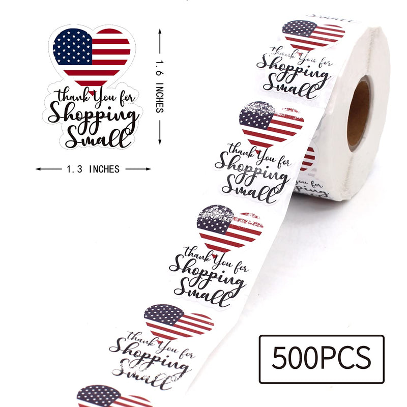 Littlefa 1.5” Thank You Stickers,Thank You with America Flag Design Stickers,Bakeries Stickers,Handmade Stickers,Small Business Stickers, Envelopes Stickers, Gift Bags Packaging 500 PCS