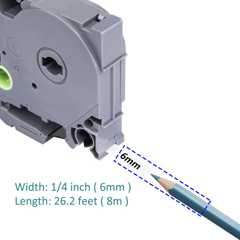Hehua Compatible 1/4" (0.23") Laminated Tape Replacement for Brother P-Touch TZe-211 TZe211 TZ211 TZ-211 Label Tape, 6mm x 8m Black on White TZ Tape, Water Resistant, 3-Pack