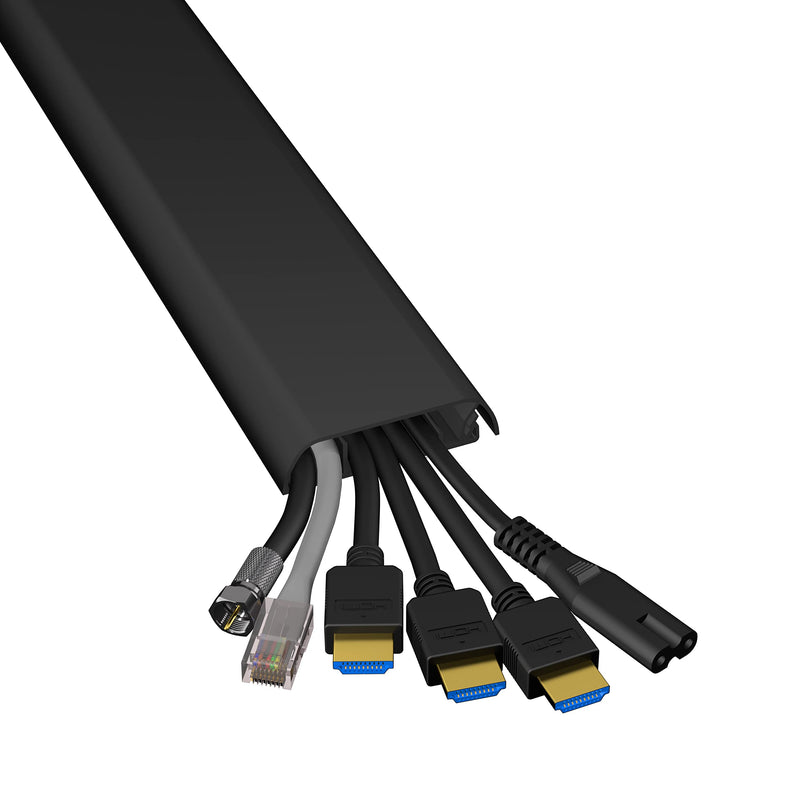 D-Line TV Wall Mount Cord Hider, Hide Mounted TV Cables, Wire Covers, Self Adhesive Cover for Cords, Low Profile, Seamless Cable Raceway for TV on Wall - 2X 2.36 W x 0.59" H x 15.7" Lengths - Black 2x 15.7in Lengths