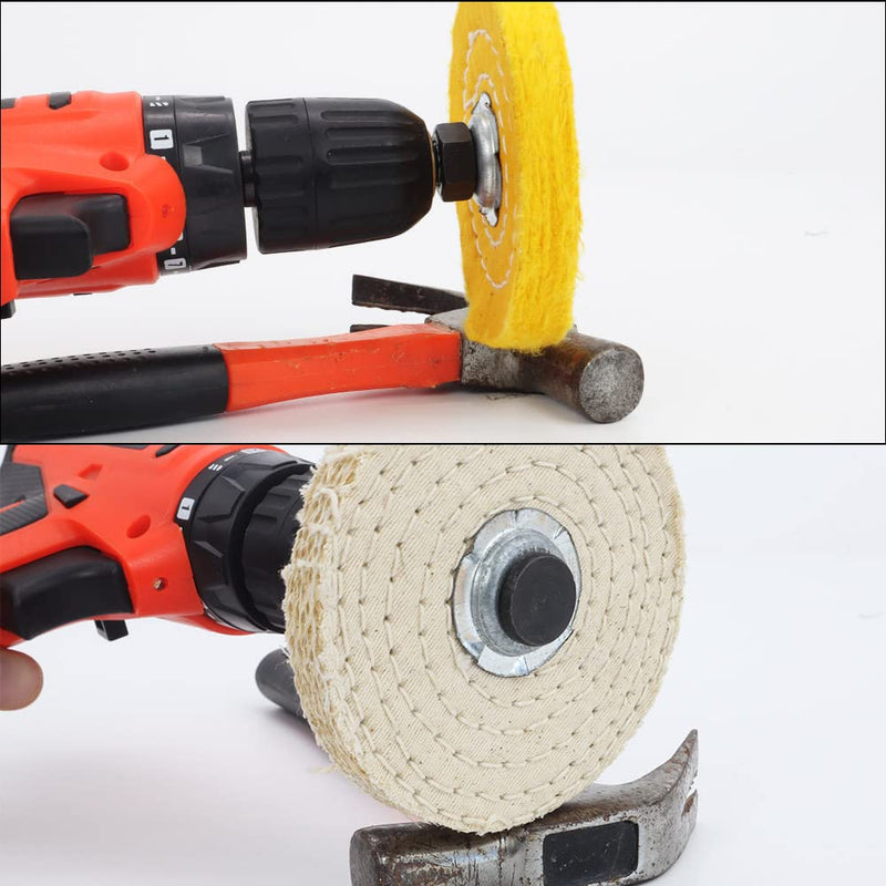 QZATACAEN 4" polishing discs with 1/2" mandrel hole with 2 sets of 1/4" shank for drilling - pack of 5...