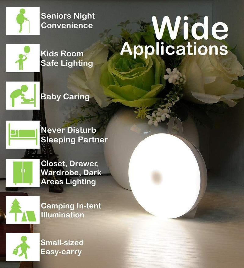 Rechargeable Touch Light, RTSU DIY Stick Anywhere Led Night Light Touch Lamp Tap Light (Touch Sensor Switch, Stepless Dimmer, Last Setting Memory, Built-in Battery Powered, Warm White Light)