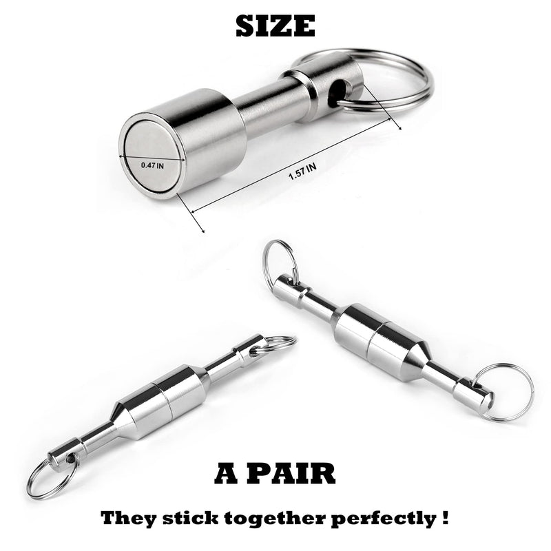 Keychain Magnet for Testing Brass,Keychain Pocket Magnets for Purse with Strong Magnetic Rare Earth Neodymium,Gold,Silver, Jewelry,Ferrous Metals Test Magnet Hanging Keys Holder WELLZEER (2PACK-D12mm) D12mm-2PACK-SILVER SILVER