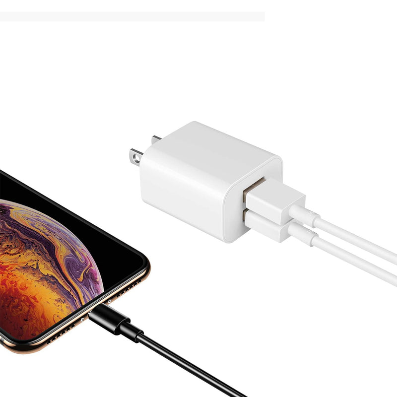 USB Wall Charger Block 2Pack Dual Port Cube Plug Power Charging Adapter Brick for Apple iPhone 11 Pro/XS Max/XR/X/8 Plus/7/6S/6/SE Box