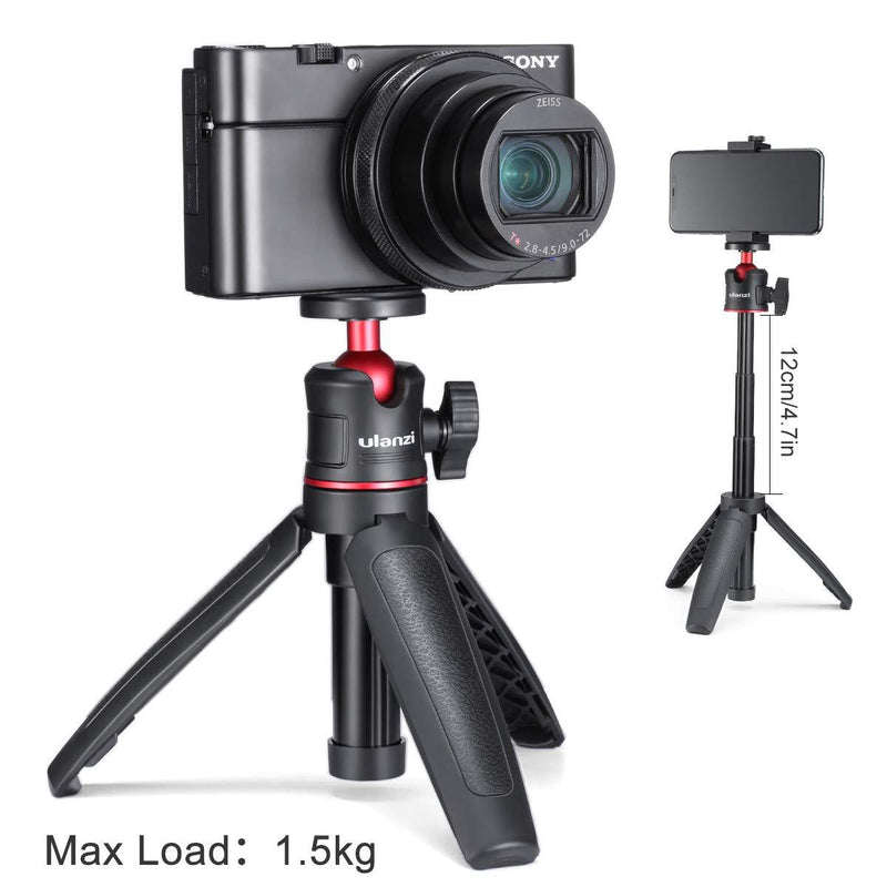 ULANZI MT-08 Extension Pole Tripod, Mini Selfie Stick Tripod Stand Handle Grip for Webcam iPhone 11 Pro Max Samsung Smartphone Canon G7X Mark III Sony ZV-1 RX100 VII A6400 A6600 Cameras Vlogging Black