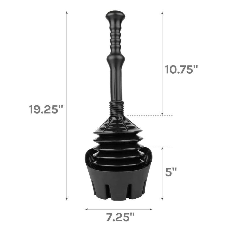 JS Jackson Supplies Black Bellows Accordion Toilet Plunger with Black Storage Tray