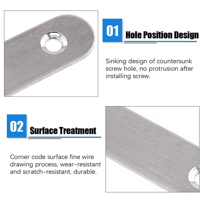 Glarks 20 Sets 80mm/3inch Stainless Steel Flat Straight Brace Brackets Mending Joining Plates Repair Fixing Bracket Connector and 80pcs Self Tapping Screws Set (80mm/3inch)