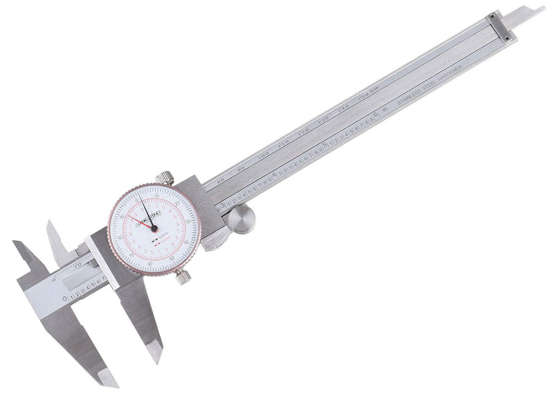 Accusize Industrial Tools 0-6''/0-150 mm by 0.001''/0.02 mm Inch/Metric Dual Needle Precision Dial Caliper Stainless Steel, P920-S236 0-6" / 0-150mm
