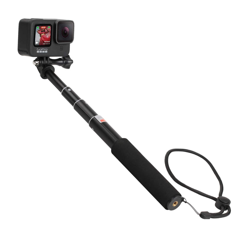 HSU Extendable Selfie Stick，Waterproof Hand Grip for GoPro Hero 9/8/7/6/5/4, Handheld Monopod Compatible with Cell Phones, AKASO Campark and Other Action Cameras Selfie Stick 7.9"to 22.6"