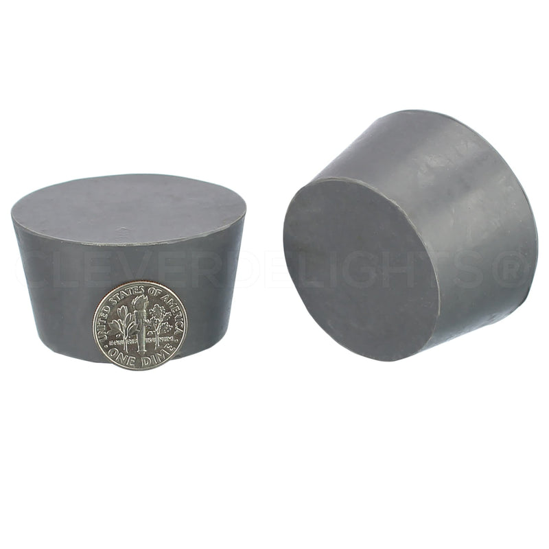CleverDelights Rubber Stoppers — Size 9 — 3 Pack — 37mm x 45mm x 25mm Long — Gray Solid Plug #9