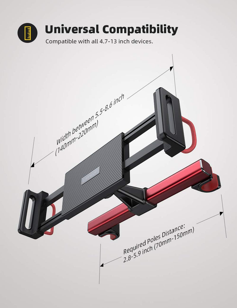 Headrest Tablet Holder, Car Tablet Mount - Lamicall Headrest Stand Cradle Compatible with Devices Such as iPad Pro Air Mini, Galaxy Tabs, Other 4.7 -12.9" Cell Phones and Tablets - Red