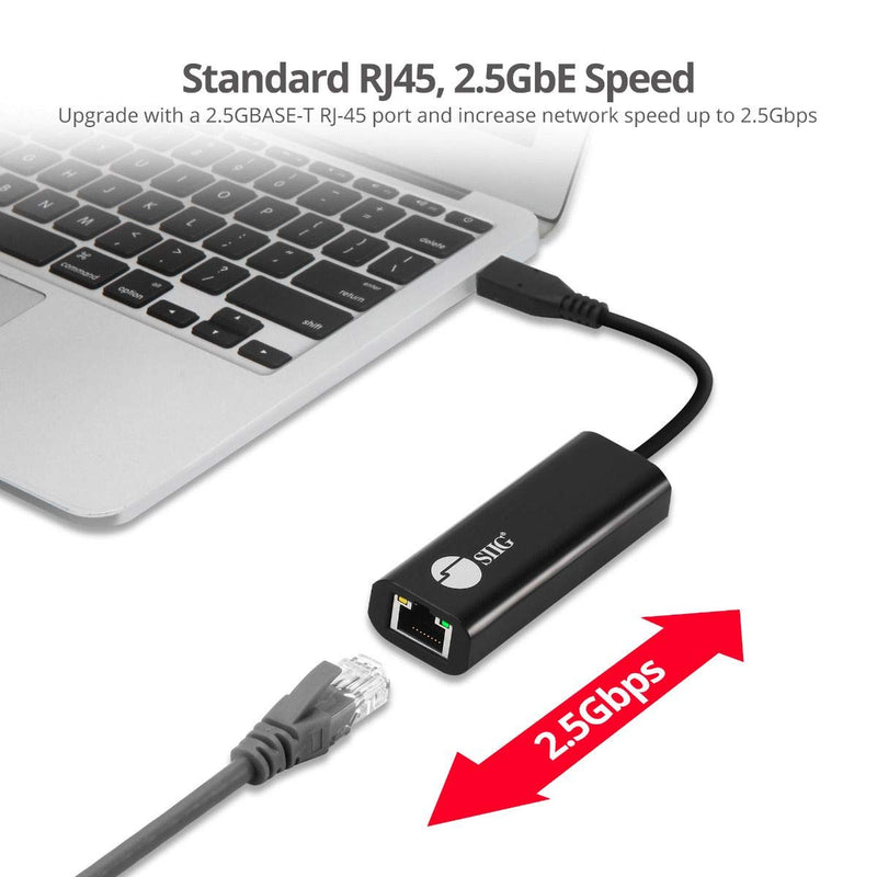 SIIG USB-C to 2.5 Gigabit Ethernet Adapter - USB-C to RJ45 Converter Cable for Laptop and PC Supports Windows & Mac OS (JU-NE0A11-S1)
