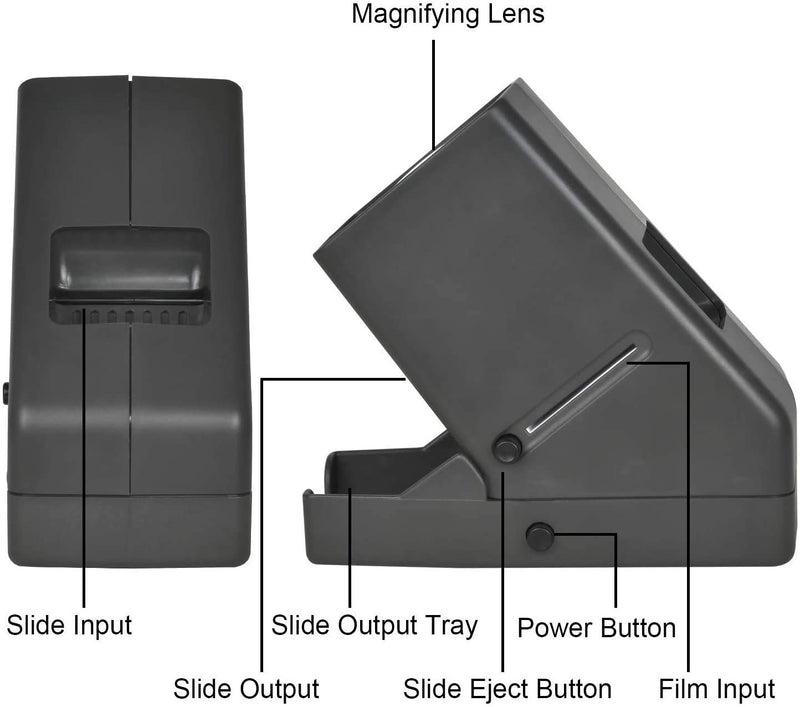 Rybozen 35mm Slide Viewer, 3X Magnification and Desk Top LED Lighted Illuminated Viewing and Battery Operation-for 35mm Slides & Positive Film Negatives(4AA Batteries Included) Black