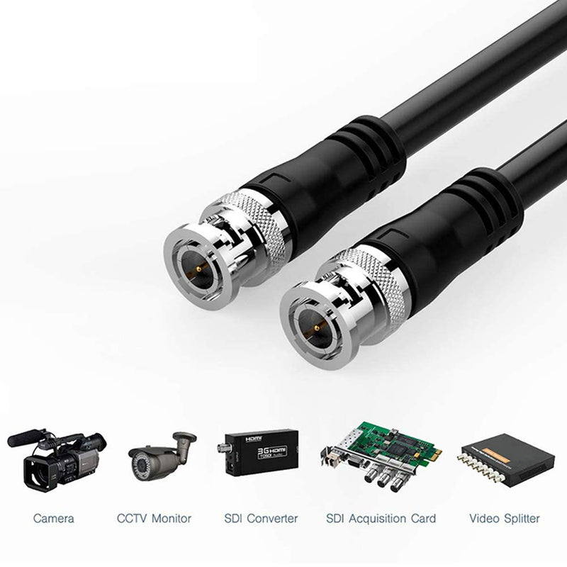 JOINSI 5-Pack 5ft BNC Male to BNC Male Jumper 75-Ohm Cable Extension Connector for CCTV DVR to TV System 5 Pack 5 Feet