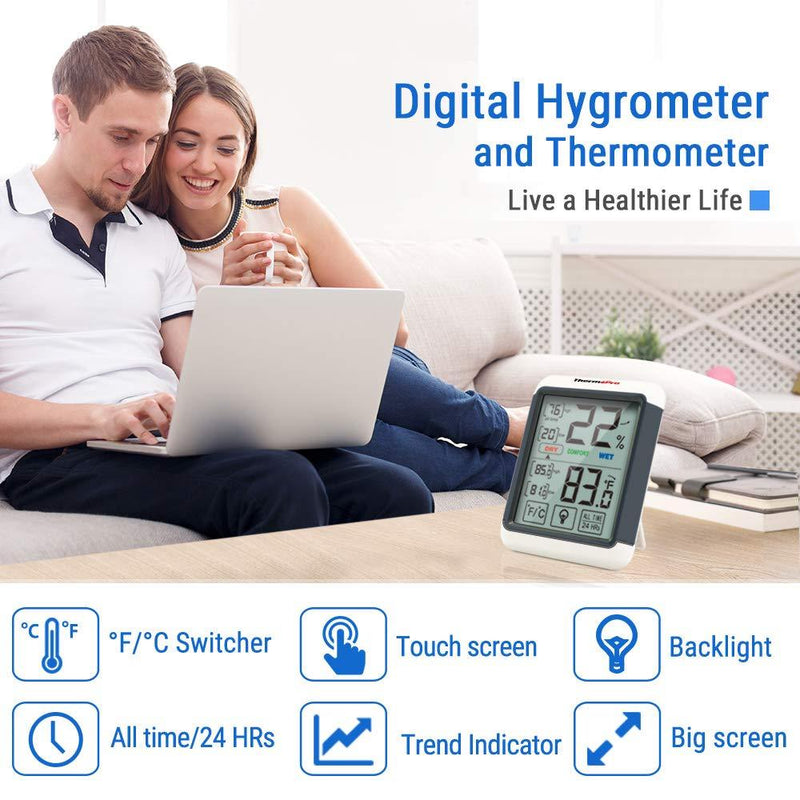 ThermoPro TP55 Digital Hygrometer Indoor Thermometer Humidity Gauge with Jumbo Touchscreen and Backlight Temperature Humidity Monitor 1