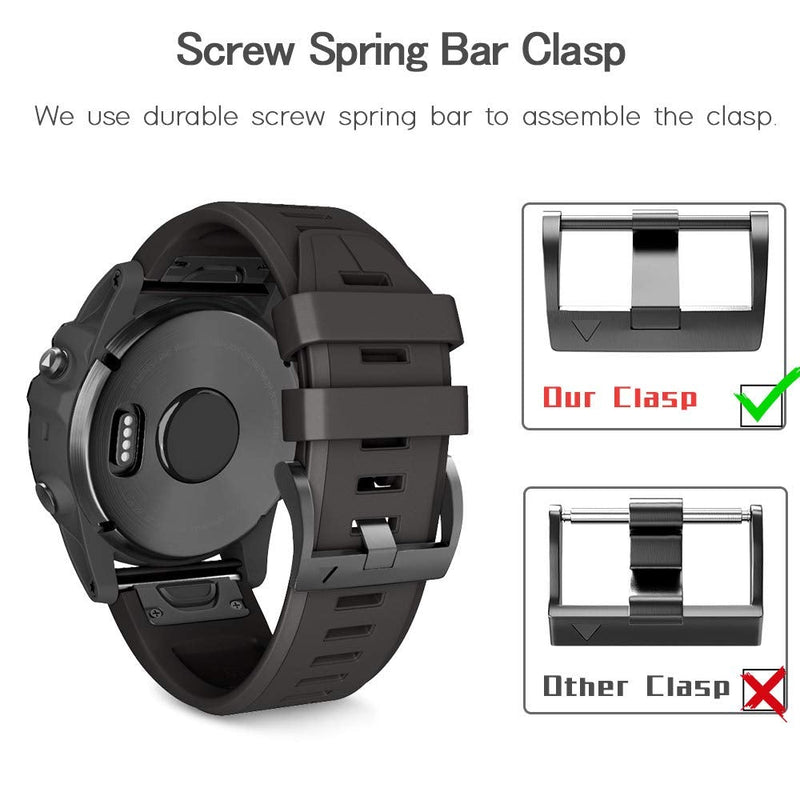 ANCOOL Compatible with Garmin Fenix 5X Plus Band 26mm Easy Fit Silicone Watch Strap Wristbands Replacement for Fenix 5X/Fenix 6X/Fenix 6X Pro/D2 Delta PX/Descent Mk1 Mk2 (Black) Black