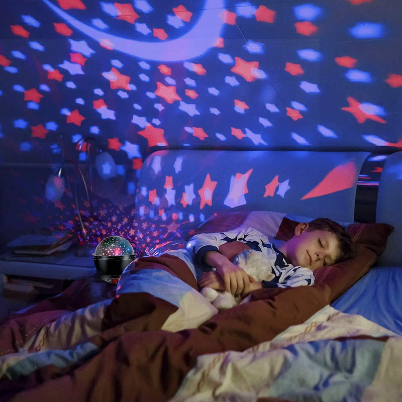 MOKOQI Star Projector Night Lights for Kids With Timer, Gifts for 1 - 14 Year Old Girl and Boy, Room Lights for Kids Glow in The Dark Stars and Moon can Make Child Sleep Peacefully and Best Gift-Black Black