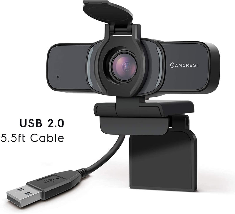 Amcrest 1080P Webcam with Microphone & Privacy Cover, Web Cam USB Camera, Computer HD Streaming Webcam for PC Desktop & Laptop w/ Mic, Wide Angle Lens & Large Sensor for Superior Low Light (AWC201-B)