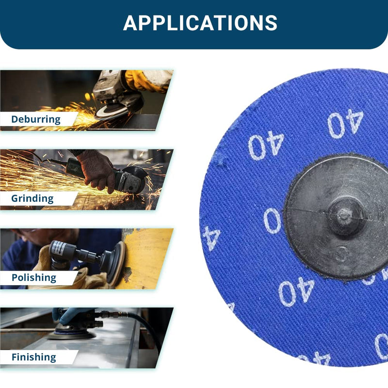 Benchmark Abrasives 3" Green Zirconia Quick Change Sanding Discs with a Male R-Type Backing Pad 36 Grit - 25 Pack