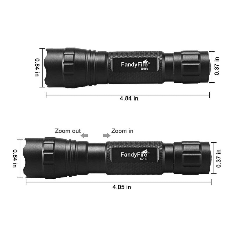 940nm IR Flashlight illuminator Infrared Light Night Vision Adjustable Focus LED Flashlight Torch for Hunting by FANDYFIRE (Not Included 18650 Battery)