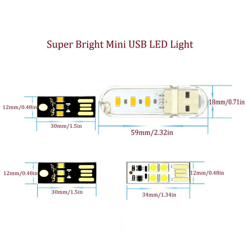 DaFuRui 12 pcs 4 Kinds of USB Light Keychain Super Bright LED Mini USB Port Portable Night Light for Laptop Keyboard Light