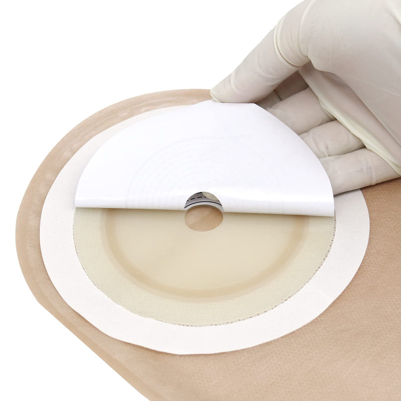 VARWANEO 20 PCS Colostomy Bags，One-Piece Ostomy Pouch Barrier with Stripes Colostomy Bag Max Cut 15-60mm Back Window （Hook & Loop Closure)