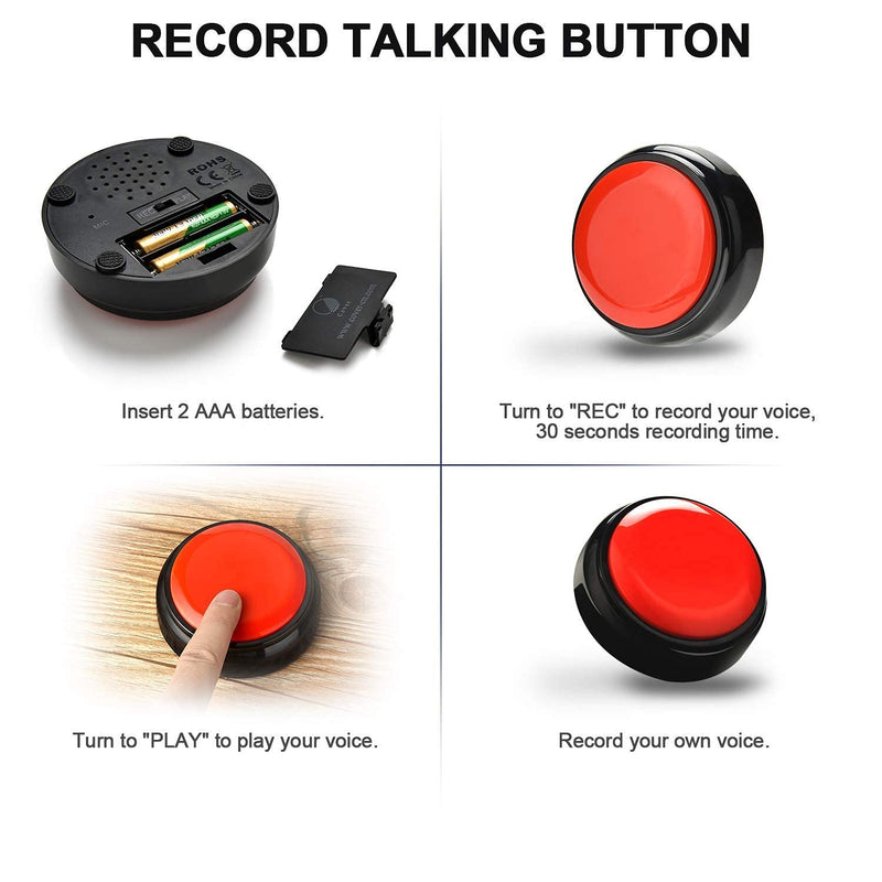 Netual Recordable Easy Button Sound Button Voice Recorder Talking Button 30 Second Custom Recordable Talking Button for Dogs to Communicate