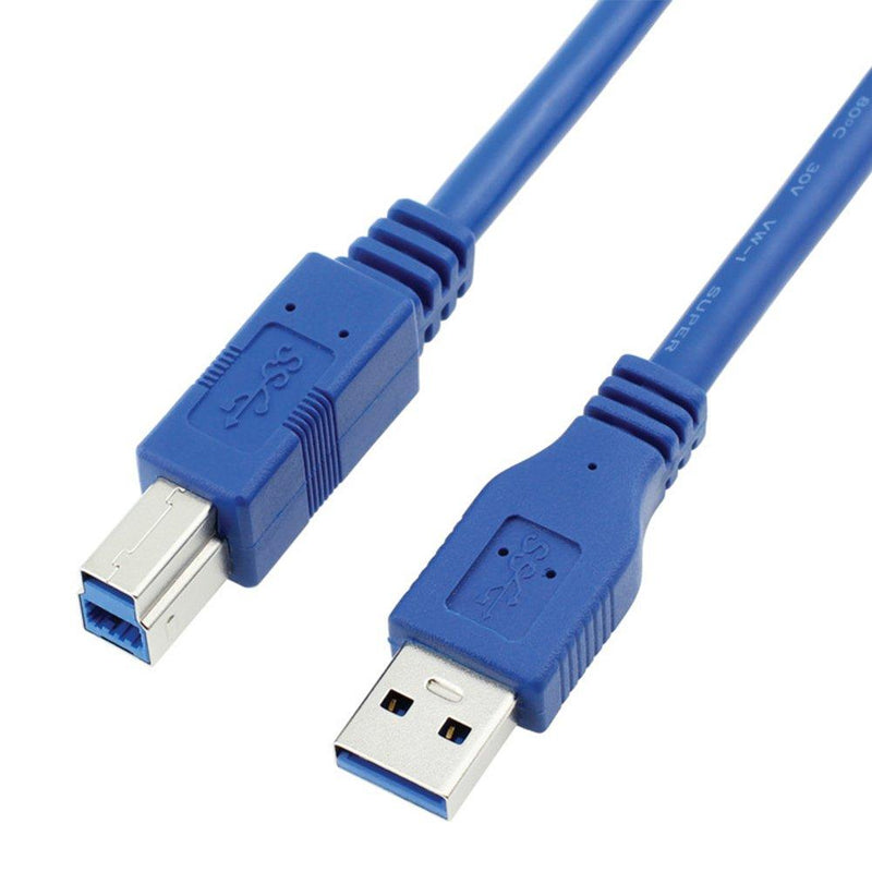 Bluwee USB 3.0 Cable - Type A-Male to Type B-Male - 1 Foot (0.3 Meters) - Round Blue 1 FT