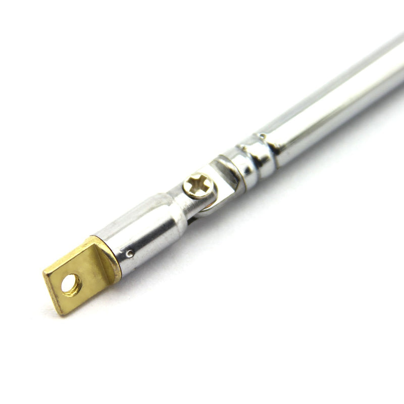 E-outstanding 1 Pair AM FM Radio Universal Antenna, 62.5cm 24.6" Length 4 Section Telescopic Stainless Steel Replacement Antenna Aerial for Radio TV