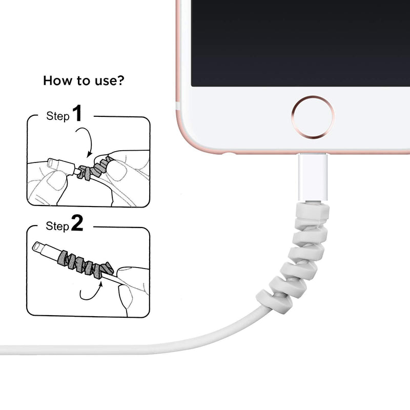 24 Pieces Charger Cable Saver, Silicone Flexible Cable Wire Protector, Mouse Cable Protector, Suit for All Cellphone Data Lines (Grey) Grey