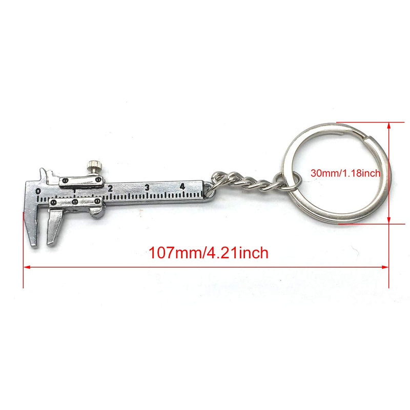 Gold/Silver 40mm Fashion Mini Vernier Caliper Keychain Keyring Alloy, 3D Movable Precision Miniature Pocket Vernier Caliper 2PCS