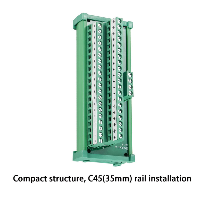 ANMBEST 2 in 20 Out Terminal Blocks Module, 25A DIN Rail and Panel Mounting Power Distribution Breakout Board for PLC Servo Power Amplifier