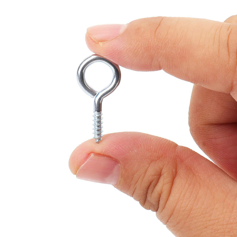 Hedume 500 Pack 1 inch Small Screw Eye, Metal Eye Shape Screw Hook Self Tapping Screw Hook Ring, Hanging Hooks Eyebolt Ring Zinc Plated