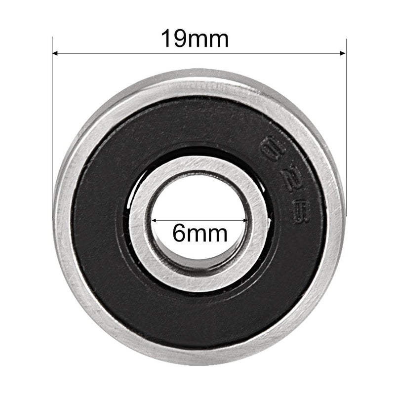 uxcell 626-2RS Ball Bearing 6mm x 19mm x 6mm Double Sealed 180026 Deep Groove Bearings, Carbon Steel (Pack of 20) 6x19x6mm