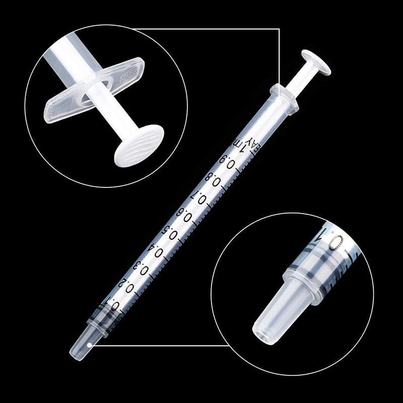 20 Packs Plastic Syringe with Measurement, Suitable for Measuring, Watering, Refilling (1 ml) 1 ml