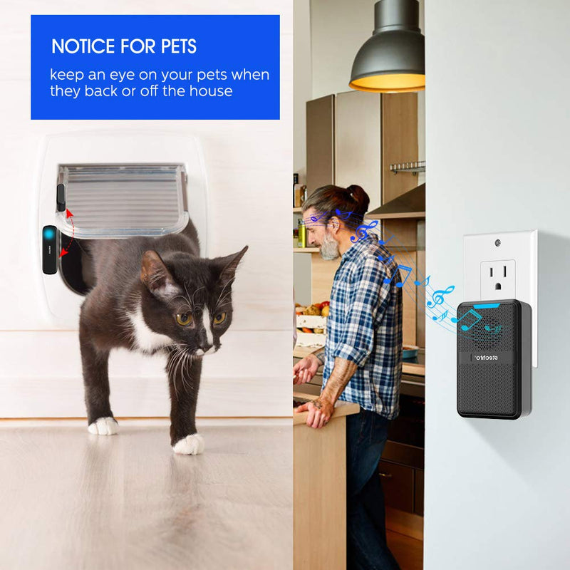 Wireless Door Chime, 600ft Range 2 Magnetic Door Alarm Sensor 1 DoorBell Plugin Receiver set with 62 Tunes 5 adjustable Volumns for Business/Home/Office/Stores,STECHRO (1 Receiver+2 Sensor) 1 Receiver+2 Sensor