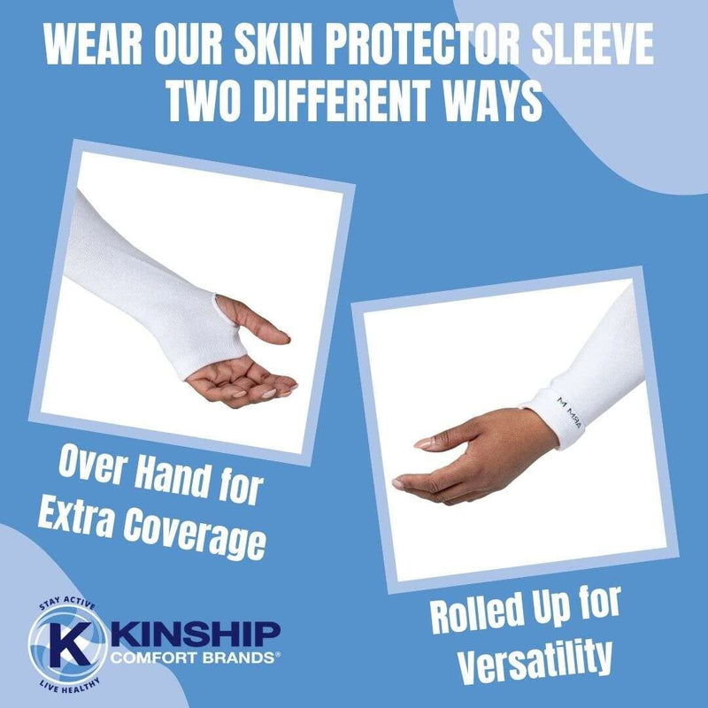 Kinship Comfort Brands Arm Skin Protector Sleeves. Keep Arm Skin safe from Abrasions, Bruising, Thin Skin Tears, and UV/Sun. Nude (2 Pair) Medium (2 Pair)
