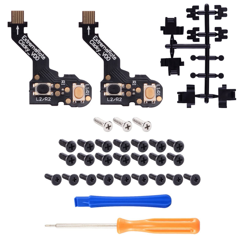 eXtremeRate Clicky Hair Trigger Kit for PS5 Controller BDM-010 & BDM-020 Shoulder Buttons, Custom Flashshot Trigger Stop Flex Cable for PS5 Controller For PS5 BDM-010 020 Clicky Hair Trigger Kit