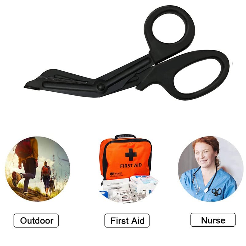 Medical Bandage Scissors, Pack of 2 Medical Scissors, EMT and Trauma Scissors, Stainless Steel Bandage Scissors 15cm Bent Stealth Black for Nurses, Medical Students, Emergency Room Black+Green