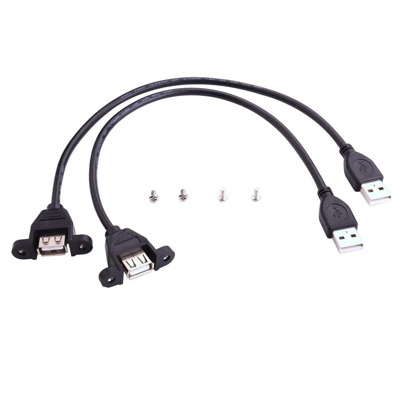 USB Extension Cable - iGreely 2Pack 1Ft/30cm USB 2.0 Panel-Mount Type A Male to Type A Female Cable USB2.0