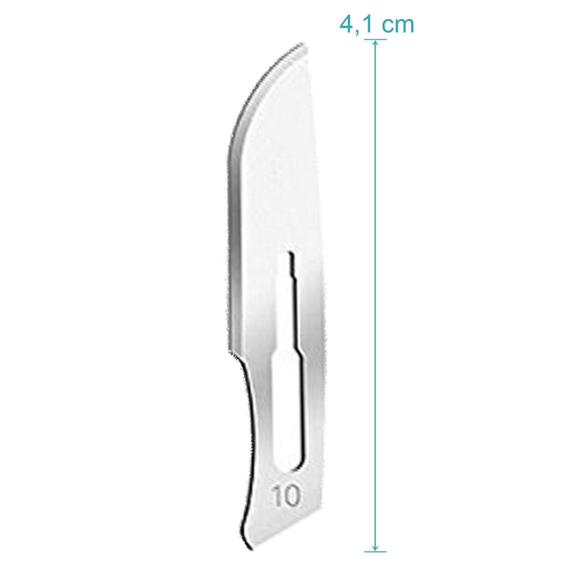 May Set - 10 pieces of scalpel blades figure 10 made of carbon steel - replacement blades individually sterile packed + 1 x scalpel holder made of stainless steel