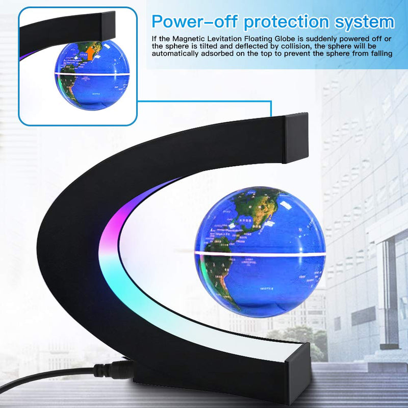 Magnetic Levitation Globe with LED Light, Cool Gadgets Floating Lamp Globe Decor, Cool Tech Gifts for Men/Father/Husband/Boyfriend/Kids/Boss, Great Technology gifts idea (Blue) Blue