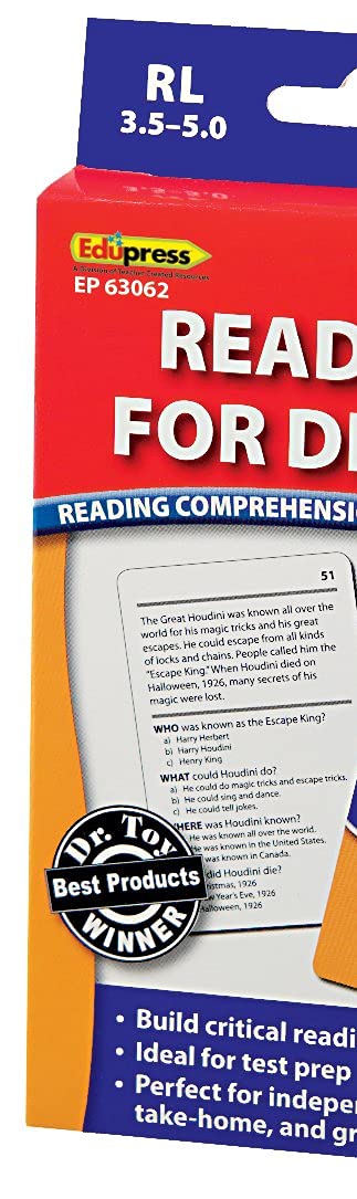 Edupress Reading Comprehension Practice Cards, Reading for Detail, Blue Level (EP63062)
