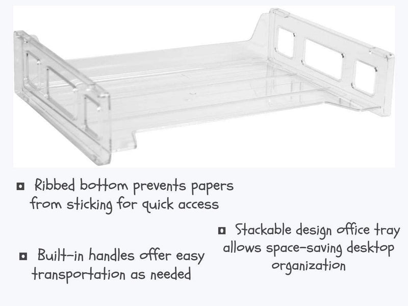 1InTheOffice Desk Tray Side-Loading Stackable Letter Trays (2 Pack)