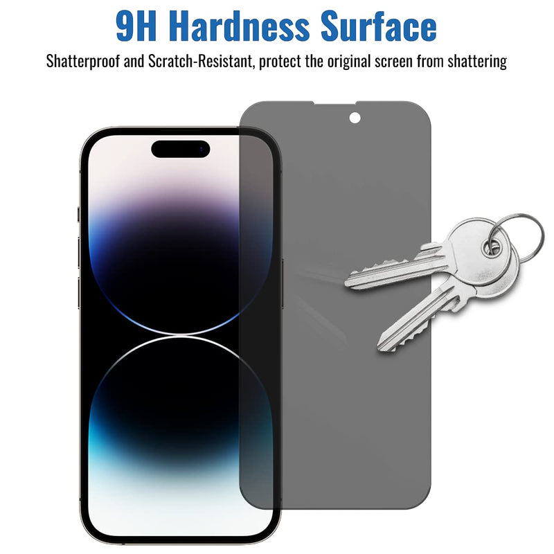 NEEPART 3 Pack Privacy Screen Protector for iPhone 14 Pro Max[6.7 inch], Sensor Protection, Dynamic Island Compatible, 9H Anti Spy Private Tempered Glass Film, Anti-Scratch, Case Friendly, Easy Installation, Bubble Free