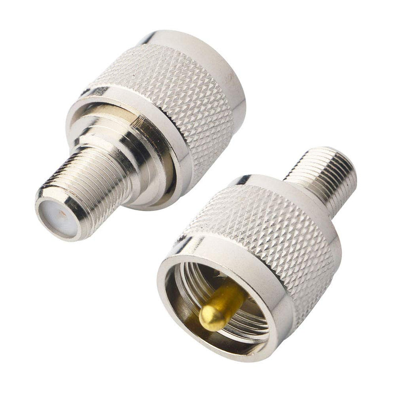 BOOBRIE PL259Â Adapter UHF to F Type Antenna Adapter FÂ FemaleÂ toÂ UHFÂ MaleÂ Coaxial Connector RF Coax Adapter for TV Antenna Wireless LAN Devices Wi-Fi Radios External Antenna Pack of 2