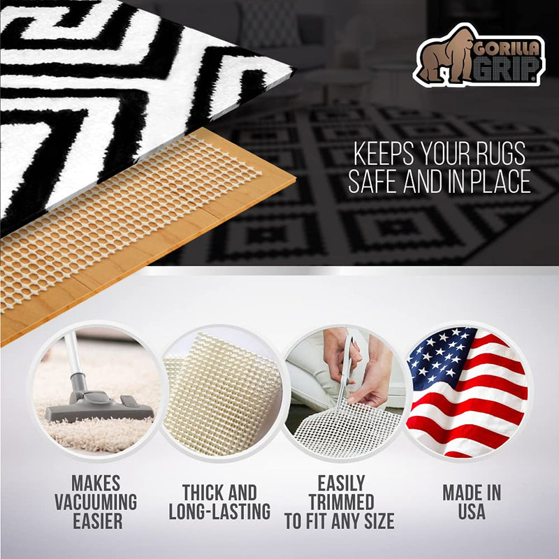 Gorilla Grip Original Extra Strong Rug Pad Gripper, Made in USA, Thick Slip and Skid Resistant Pads for Area Rugs on Hard Floors, Under Carpet Mat Cushion and Hardwood Floor Protection, 2x3 FT 2' x 3'