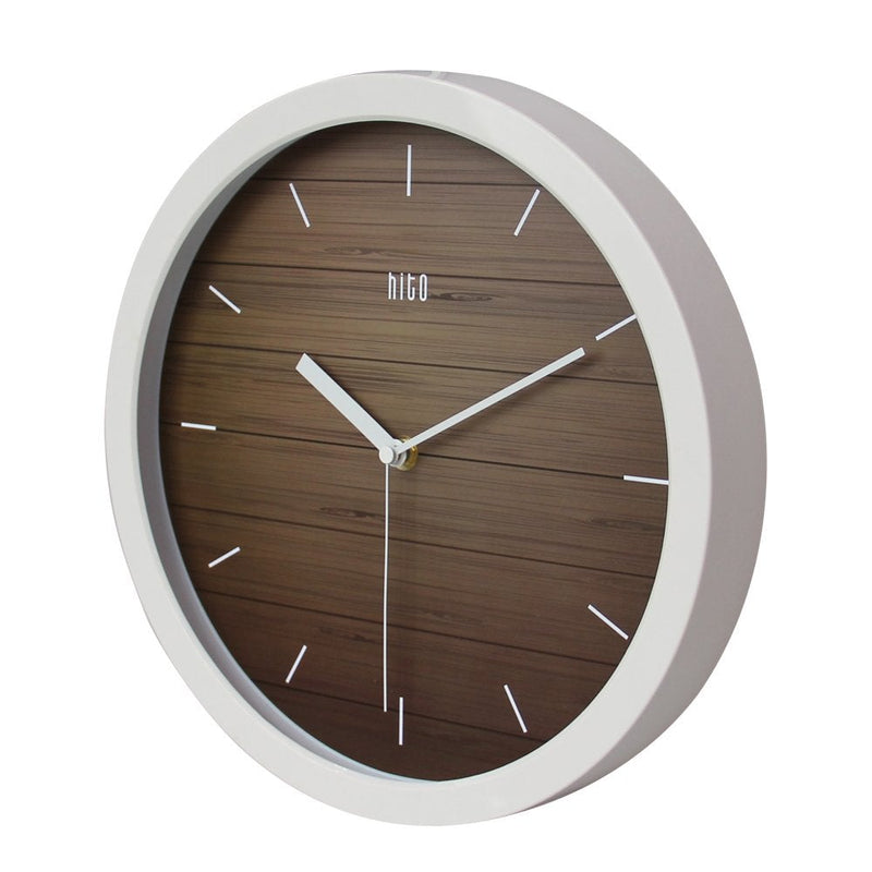 HITO Silent Wall Clock Non Ticking 12 inch Excellent Accurate Sweep Movement, Modern Decorative for Kitchen, Living Room, Bathroom, Bedroom, Office (A whiteframe) A Whiteframe