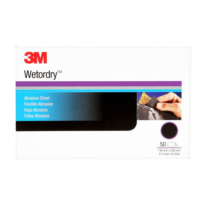 3M Wetordry Abrasive Sheet, 02624, 2000, heavy duty, 5 1/2 in x 9 in, 50 sheets per carton